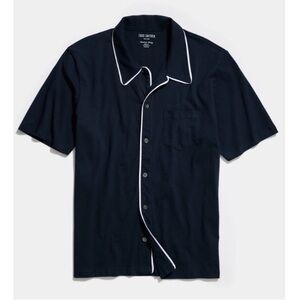 Todd Snyder LA Montauk Tipped  Polo Shirt Dark Blue Button Down Sz Large